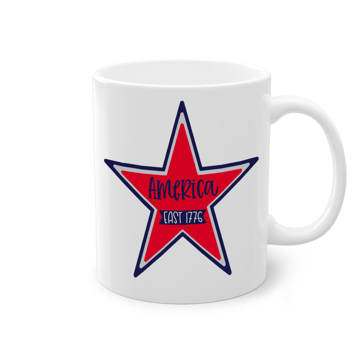 America East Style 144# Mug featuring a glossy finish with a colored handle and interior, available in multiple colors.